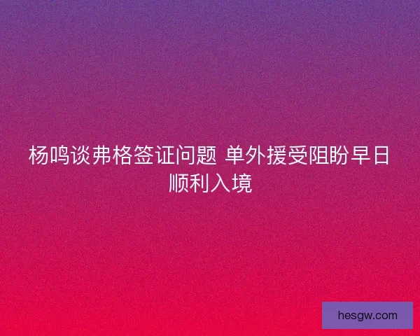 杨鸣谈弗格签证问题 单外援受阻盼早日顺利入境